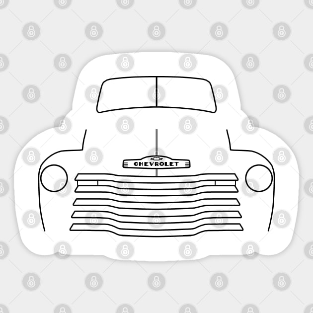 1949 Chevy 3100 stepside classic pickup truck outline graphic (black) Sticker by soitwouldseem